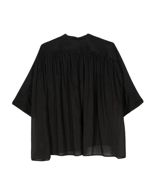 Semicouture Black Pleat-detail Shirt