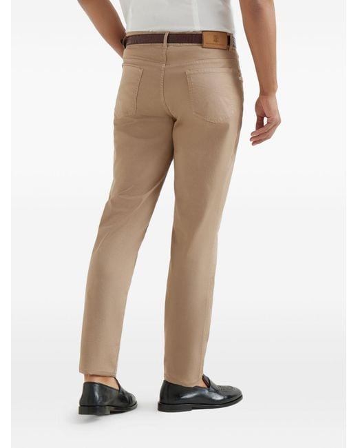 Brunello Cucinelli Natural Cotton Slim Trousers for men