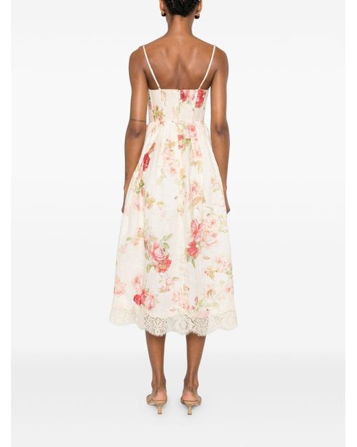 Zimmermann Pink Roselight Linen Midi Dress