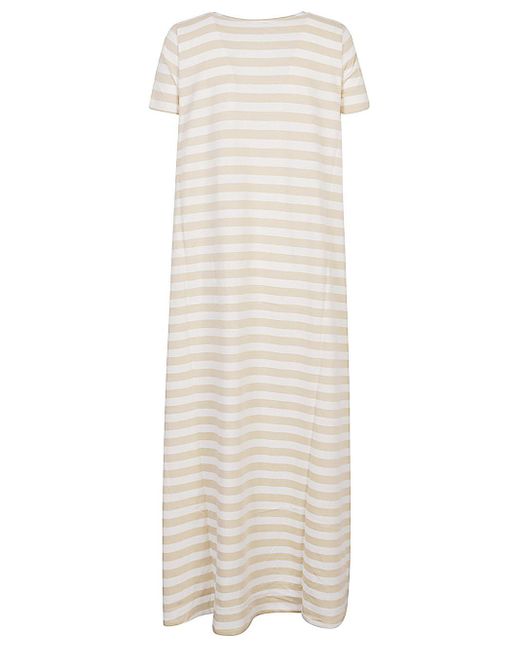 Apuntob White Striped Cotton Long Dress