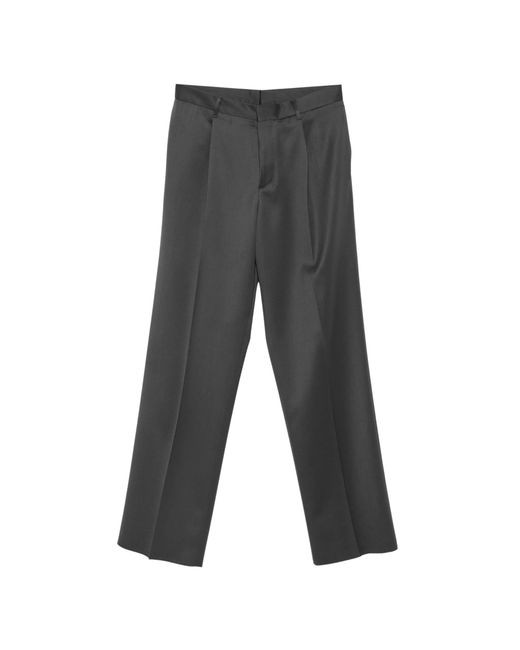 Lardini Gray Pleated Virgin-Wool Trousers for men