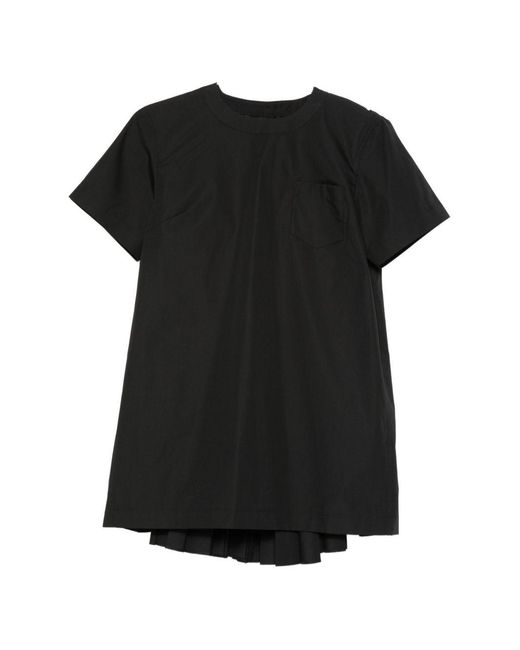 Sacai Black Cotton Mini Dress