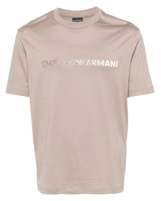EMPORIO ARI - T-shirt In Cotone Con Logo di Emporio Armani in Natural da Uomo