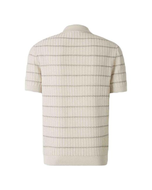 Brioni White Striped Cotton Polo Shirt for men