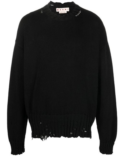 Marni Black Sweater With Antiqued Knit Details for men
