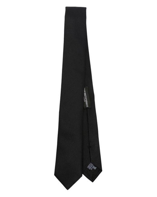 Emporio Armani Black Gabardine Silk Tie for men