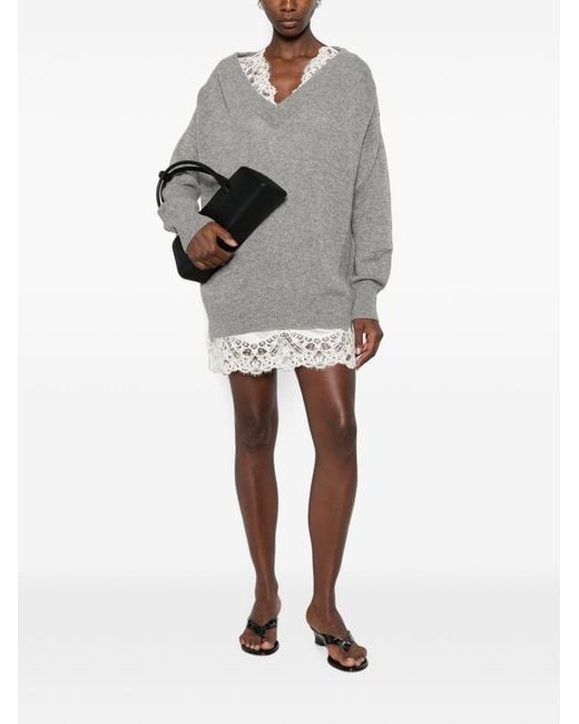 Ermanno Scervino Gray Cashmere Mini Dress
