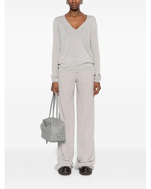 Rick Owens White Silk Blend Trousers