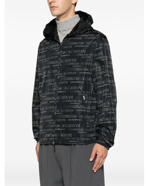 Emporio Armani Black Veste Réversible À Motif De Logo for men