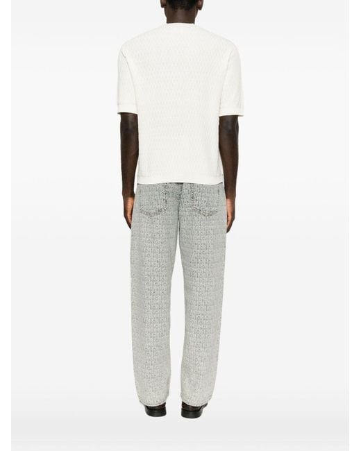 Emporio Armani White Cotton Crewneck Sweater for men