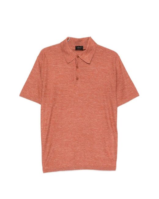 Brioni Orange Cashmere And Silk Blend Polo Shirt for men