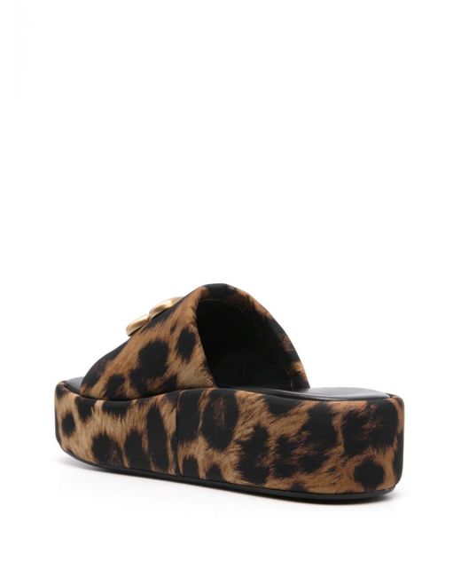 Balenciaga Brown Leopard Print Sandals