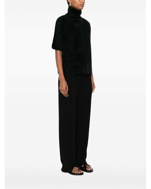 Soft Goat Black Cashmere Turtle-Neck Sweater