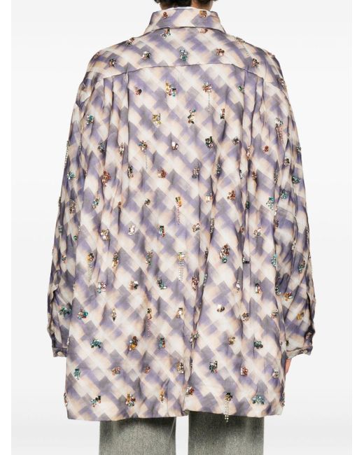 Dries Van Noten White Cartan Silk Blend Shirt