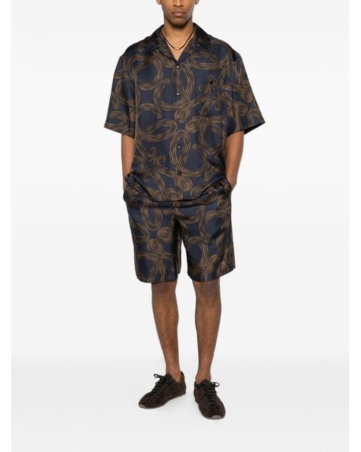 Loewe Gray Paula's Ibiza Printed Silk Shirt for men