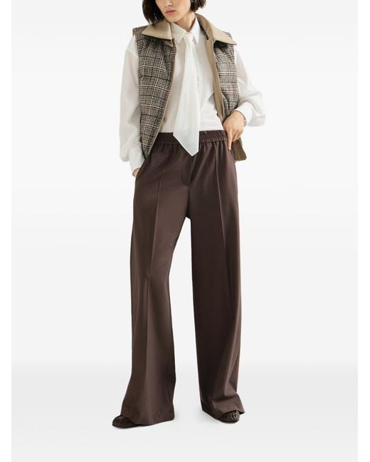 Brunello Cucinelli Brown Loose Fit Wool Trousers