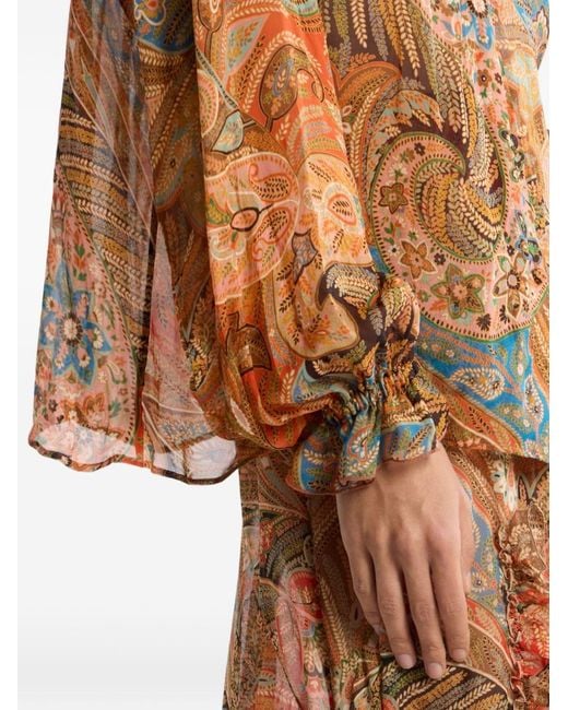 Etro Brown Shirt With Frill On The Collar