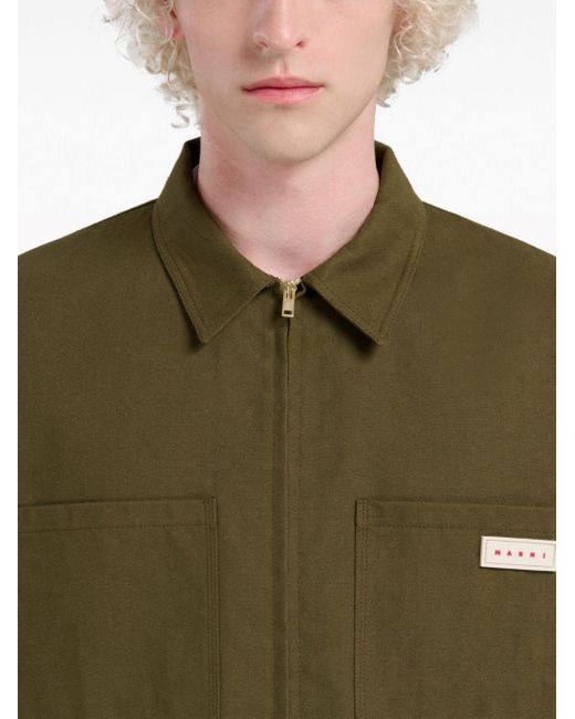 Marni Green Zipped Shirt for men