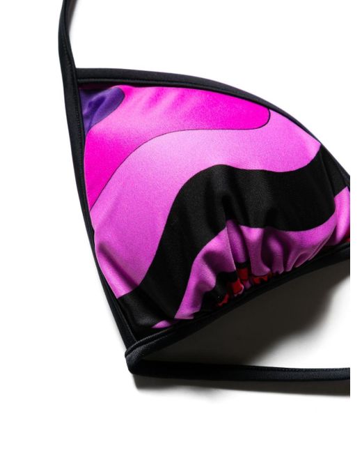 Emilio Pucci Purple Marmo Print Bikini Top
