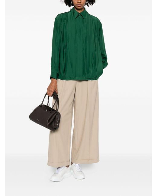 Loewe Green Silk Draped Shirt