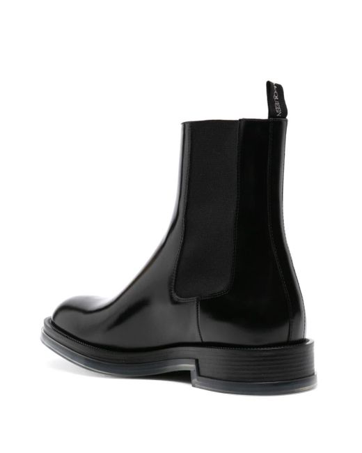 McQueen Black Calf Leather Chelsea Float Boots for men