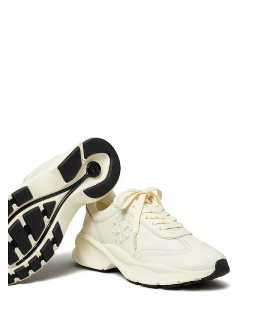 Tory Burch White Logo-embossed Leather Sneakers