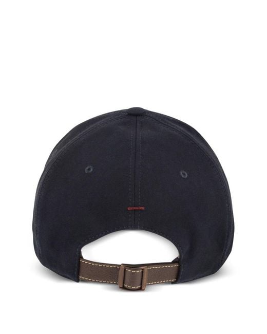 Brunello Cucinelli Blue Logo Cotton Baseball Cap for men