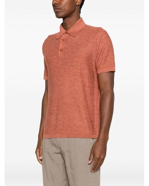 Brioni Orange Cashmere And Silk Blend Polo Shirt for men