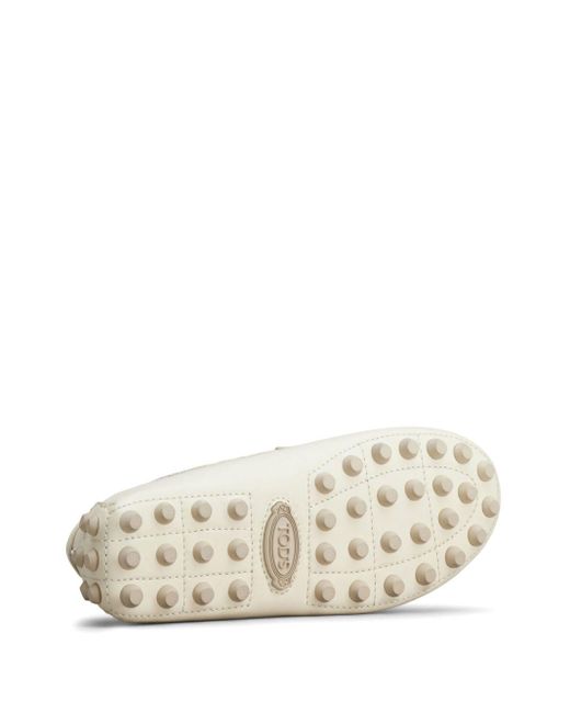 Tod's White Gommino Chain-motif Loafers