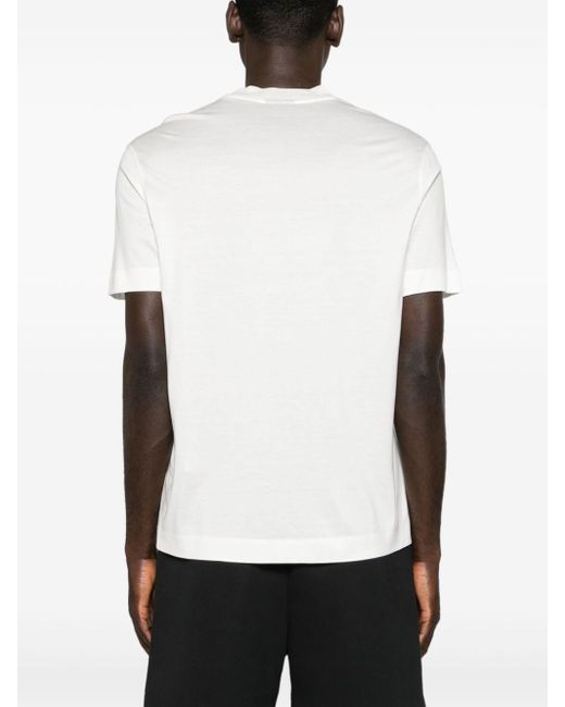 Emporio Armani White Logo-embroidered Lyocell Blend T-shirt for men