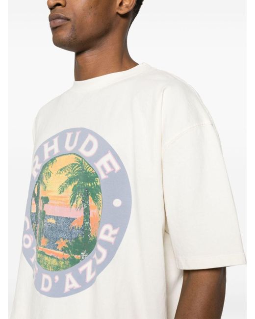 Rhude White Lago Cotton T-shirt for men