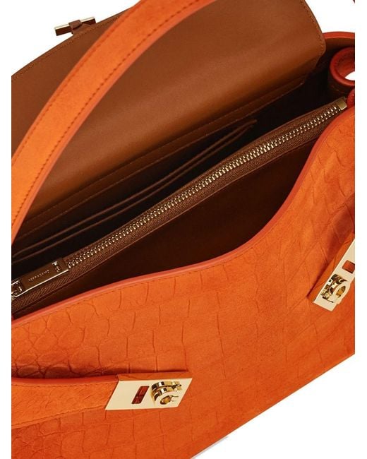 Ferragamo Orange Hug Small Leather Tote Bag