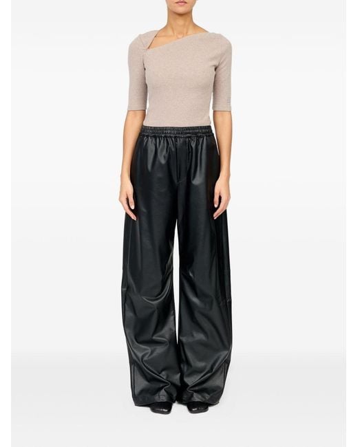 MM6 by Maison Margiela Black Faux Leather Trousers