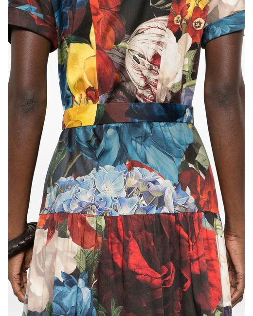Alice + Olivia White Printed Midi Dress