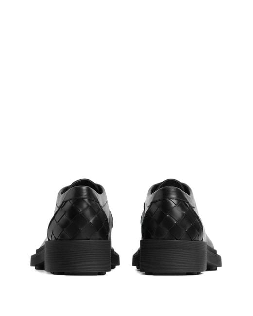 Bottega Veneta Black Leather Ben Derby Shoes for men