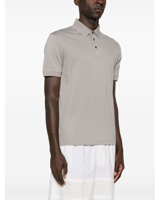 Emporio Armani Gray Logo Cotton Polo Shirt for men
