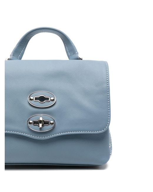 Zanellato Blue Postina Saeta Baby Leather Handbag