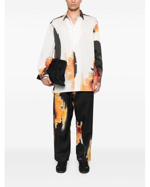 Y-3 Black Abstract-print Trousers for men