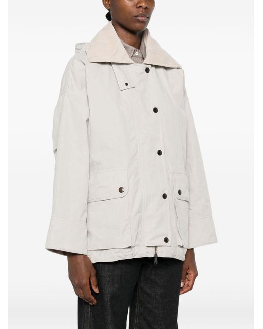 Brunello Cucinelli White Padded Parka Coat