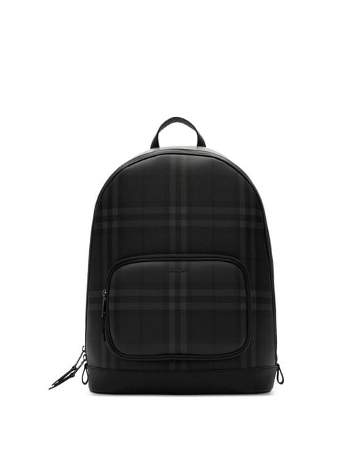 Burberry Black Check Backpack for men