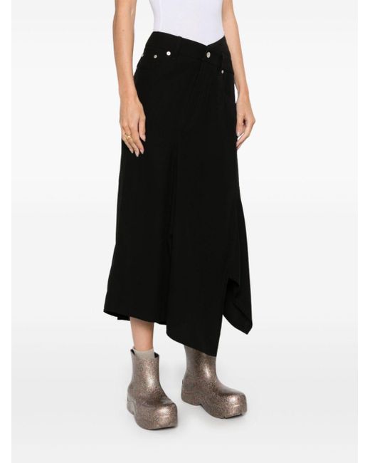 Loewe Black Cotton Asymmetric Skirt