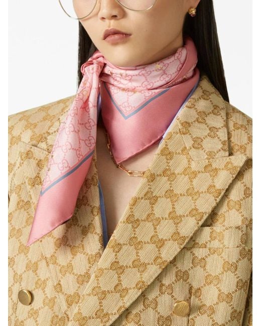 Gucci Gg Supreme Silk Foulard in Pink Lyst UK