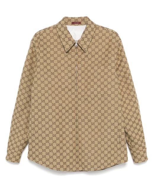 Gucci Natural Gg-Canvas Overshirt for men