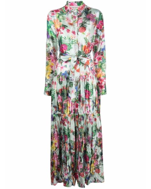Golden Goose Goose Floral-print Ruched Maxi Dress in Green - Save 9% - Lyst
