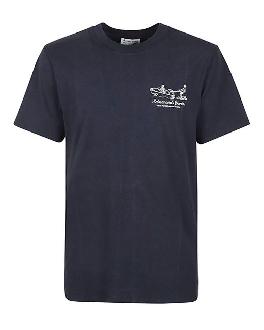 Edmmond Studios Blue Printed Organic Cotton T-Shirt for men