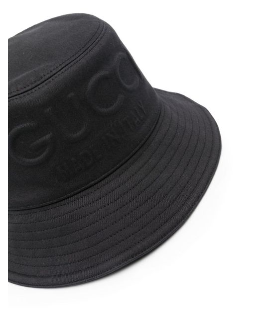 Gucci Black Logo Cotton Cloche Hat