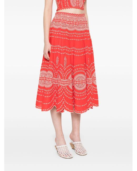 Charo Ruiz Red Livvy Midi Skirt
