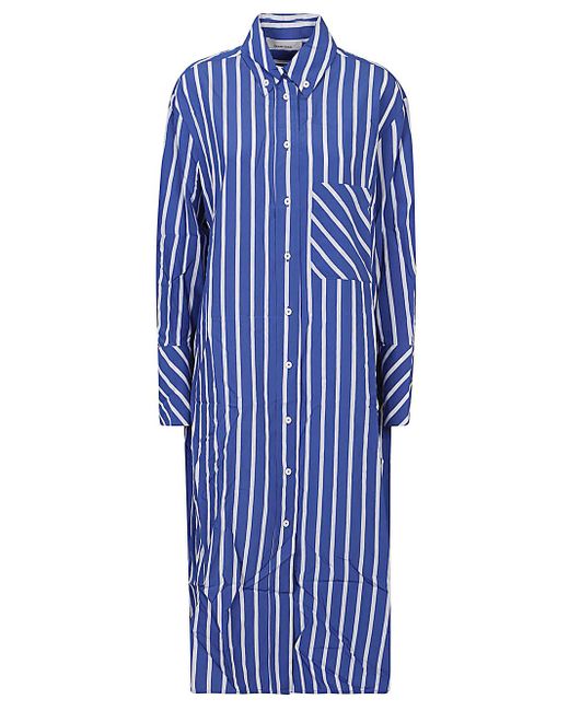 Liviana Conti Blue Striped Maxi Shirt