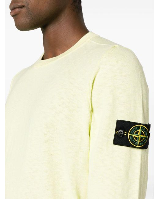 Stone Island Yellow Compass-appliqué Cotton-blend Jumper for men