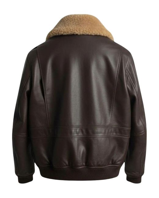 Peuterey Gray Zip-Fastening Leather Jacket for men